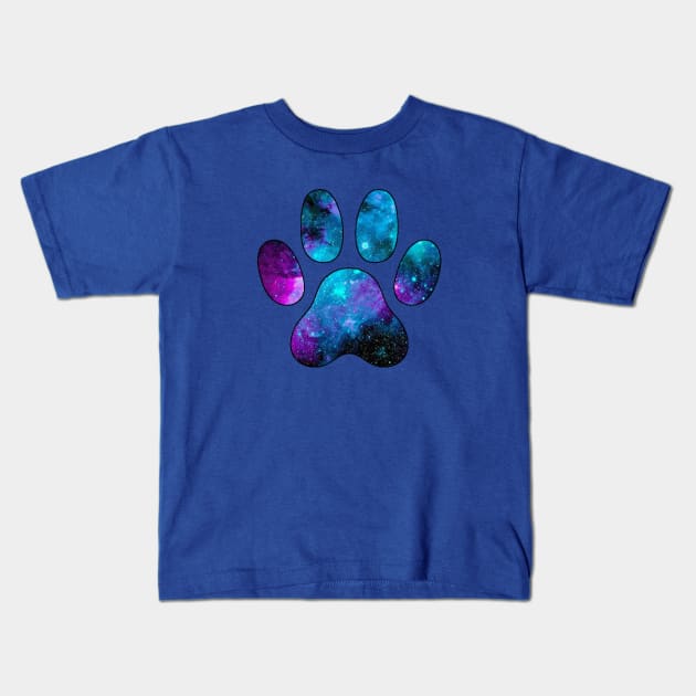 Galactic Paw Print Kids T-Shirt by ARTWORKandBEYOND